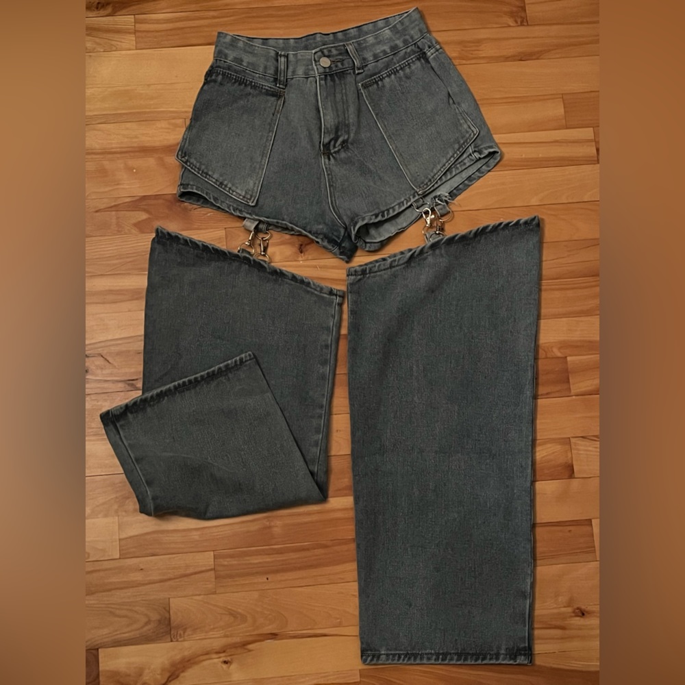 Detachable Denim Blue Jeans